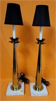 J - 2 MCM ITALIAN BRASS CANDLESTICK TABLE LAMPS