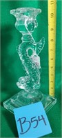 J - VINTAGE DOLPHIN GLASS CANDLESTICK HOLDER (B54)