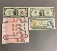 Lot Mixed Bank of Canada and US Notes