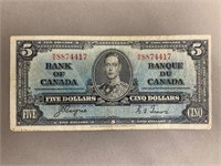 1937 $5 Bank of Canada Note