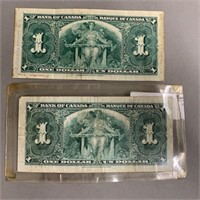 (2) 1937$1 Bank of Canada Notes