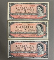 (3) $2 Bank of Canada Notes