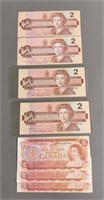 Lot Various $2 Bank of Canada Notes