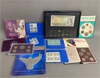 Lot of Various Coins-Tokens and Stamps