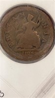 Colonial American 1724 Copper 1/2 Penny.