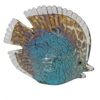 Blue Fish Art Glass Approx 5" x 6"