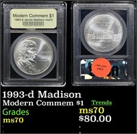 1993-d Madison Modern Commem Dollar $1 Graded ms70