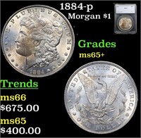 1884-p Morgan Dollar $1 Graded ms65+ By SEGS