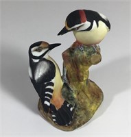 ROYAL WORCESTER PIED WOODPECKERS FIGURINE