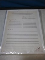Package of new recipe sheets