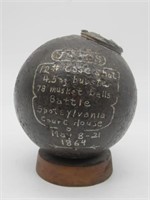 CIVIL WAR CANNON BALL 12# CASE SHOT ON STAND