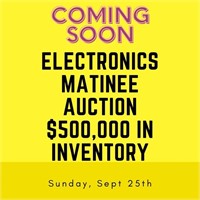 Don’t miss our HUGE electronics matinee auction