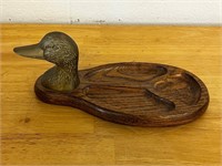 Vintage Brass Duck Head  Trinket Valet Tray