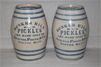 TWO STONEWARE BLUE DECORATED ADVERTISING CROCKS