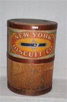 EARLY 20TH CENTURY FIBERBOARD BISCUIT BARREL