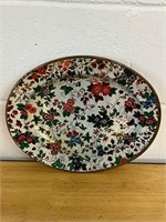 Vintage NEVCO Floral Print Tin Plate Bowl