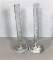 PAIR MARY GREGORY BUD VASES