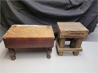 Wooden handmade stools. 10x15x9 & 11x7½x9.