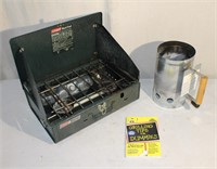 Coleman Camping Stove, Charcoal Starter & Book