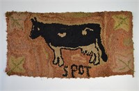 "Spot" Cow Folk Art Hooked Rug