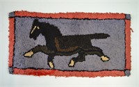 Trotting Horse Folk Art Hooked Rug