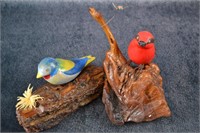 Carved Painted Bird Figures