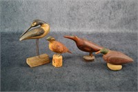 Carved Bird Figures - 4 Total