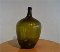 Large Green Glass Demijohn Bottle