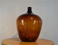 Large Amber Glass Demijohn Bottle
