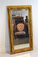 Beveled Mirror in Antique Decorative Gilt Frame