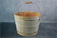 Antique Wood Bucket in Original Painted Finish