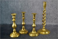 Antique Brass Pushup Candlesticks - 4 Total