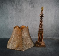 Carved Wood Folk Art Table Lamp