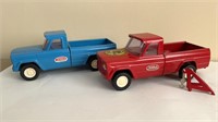 Tonka Tin Trucks Jeep Tow Truck Blue Red