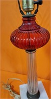 J - VINTAGE TABLE TOP GLASS LAMP (A199)