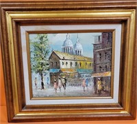 J - FRENCH OIL PAINTING STREET SCENE SIGNED (A168)