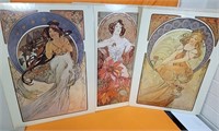 J - LOT OF 3 VINTAGE ALFONSE MUCHA POSTERS (A173)