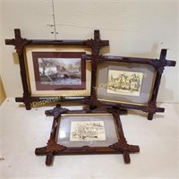 Three Carved Wood Frames w Relief