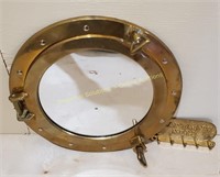Brass Port Hole Mirror & Key Hanger For Captains