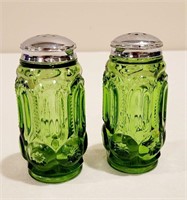 MCM Green Glass Salt & Pepper Shaker Set