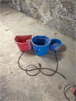 3 feed and water buckets