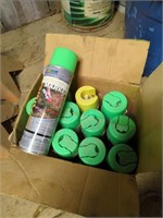 9 unopened cans fluorescent green paint