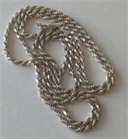 Twisted Sterling Silver Chain, measures 30" and