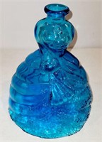 Vintage MCM Blue Glass Victorian Lady Decanter