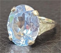 Light Blue Stone Ring White 14K Gold - Size 8