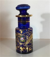 CONTINENTAL COBALT BLUE GILT GLASS JAR