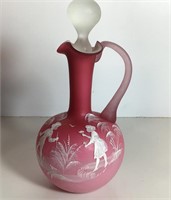 PINK SATIN GLASS MARY GREGORY EWER