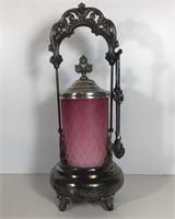 PINK SATIN GLASS PICKLE CRUET VICTORIAN