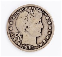 Coin 1914-P Barber Half Dollar, VG