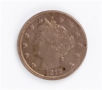 Coin 1912 Liberty Head Nickel "V", Choice BU